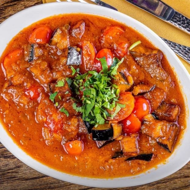 Eggplant Cherry Tomato Curry Signature (Gluten Free, Vegan).