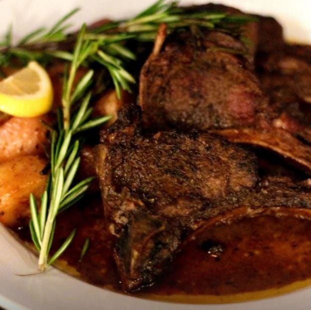 Lamb Chops in Red Wine (Gluten Free).