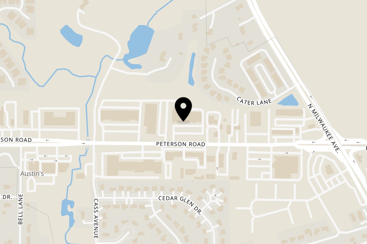 Map showing the location of Flambé India Libertyville on 226 Peterson Rd in Libertyville